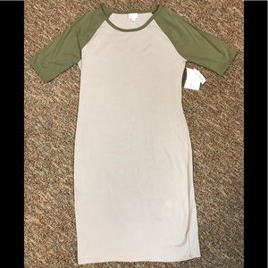 LuLaRoe Julia grey/green dress NWT